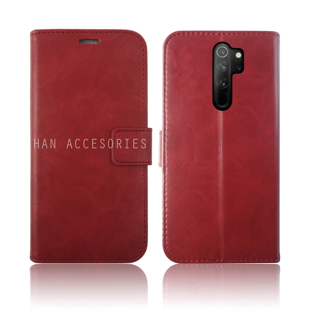 (PAKET HEMAT) Fashion Selular Flip Leather Case Xiaomi Redmi Note 6/Note 6 Pro/Note 7/Note 7 Pro/Note 8/Note 8 Pro/Note 9/Note 9 Pro Flip Cover Wallet Case Flip Case + Nero Temperred Glass