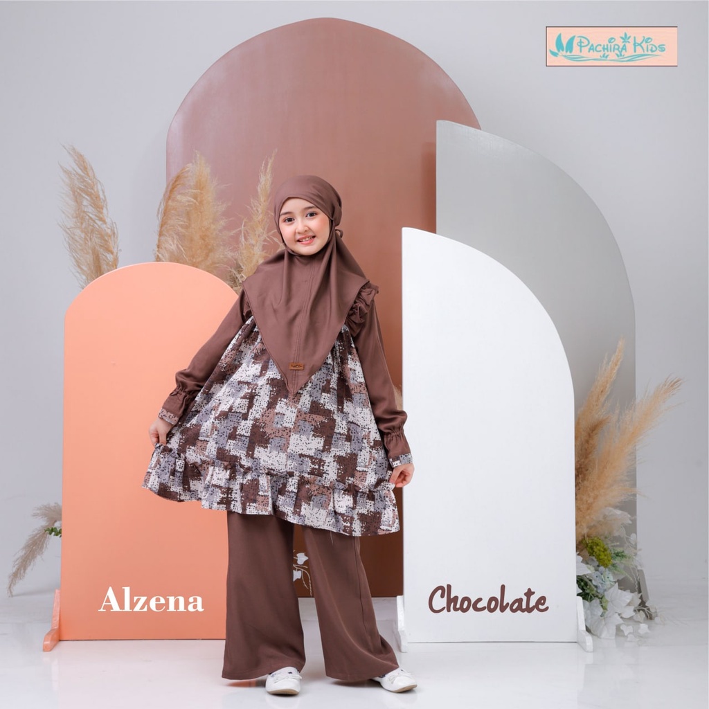 Setelan Atasan Tunik dan Celana Panjang | Setelan Anak Perempuan | Setelan Pakaian Muslim | Alzena O