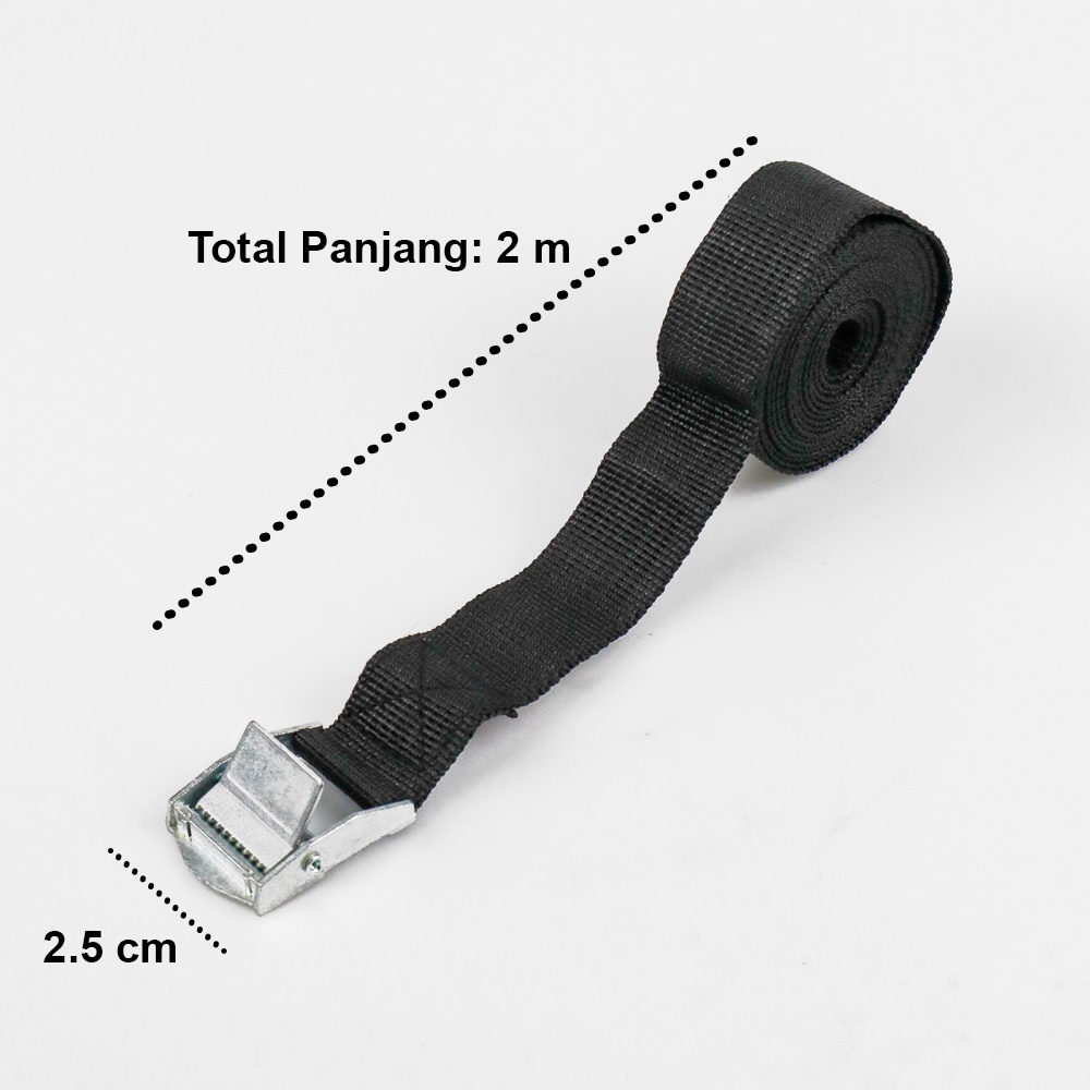 Tali Strap Pengikat Barang Tie Down Cargo Belt Rope 2 Meter x 2.5 cm - XR2 - 7RRS6YBK Black