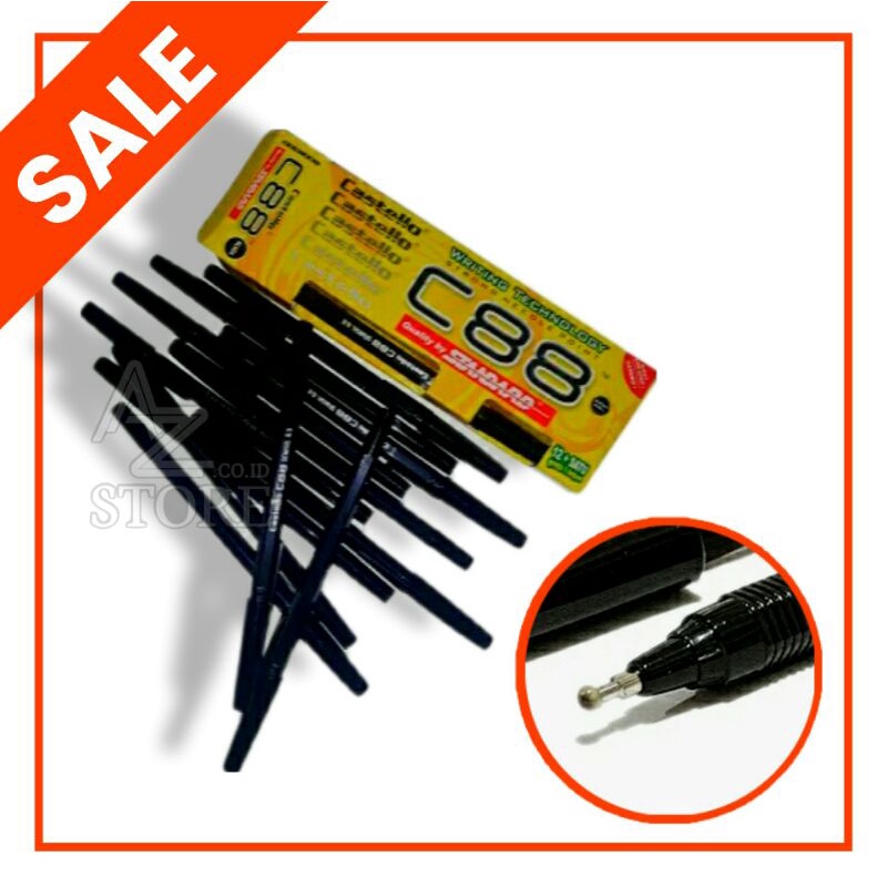 

Pulpen Standar Hitam 1Pack/Pen Standard Castello C88/Pen Standar Murah Enak Untuk Menulis