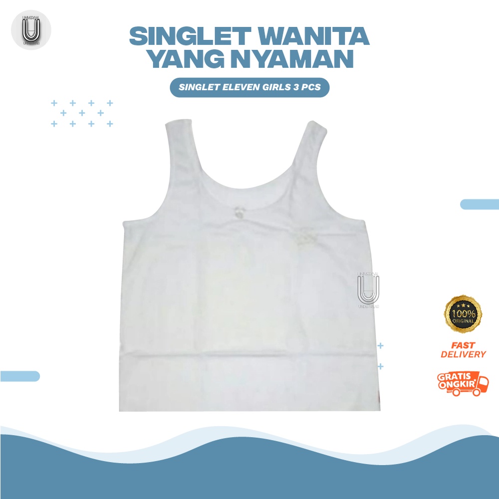 Pakaian Singlet Baju Mangset Dalaman Anak Perempuan Remaja Eleven Girls 3 Pcs By Universal Underwear