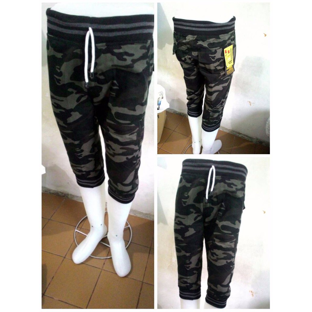 Celana jogger pendek 3/4 army loreng - joger pria