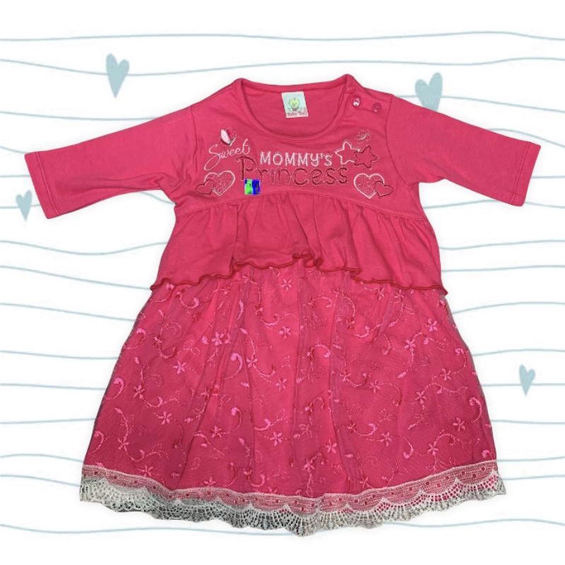 Dress Baju Bayi Perempuan Mommys Princess Murah Warna Pink Tua / Warna Fanta