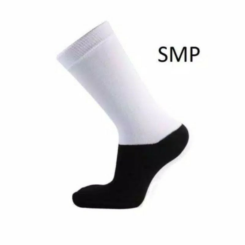Kaos Kaki Sekolah SD SMP SMA Panjang Putih Telapak Hitam Murah Bahan Polyester
