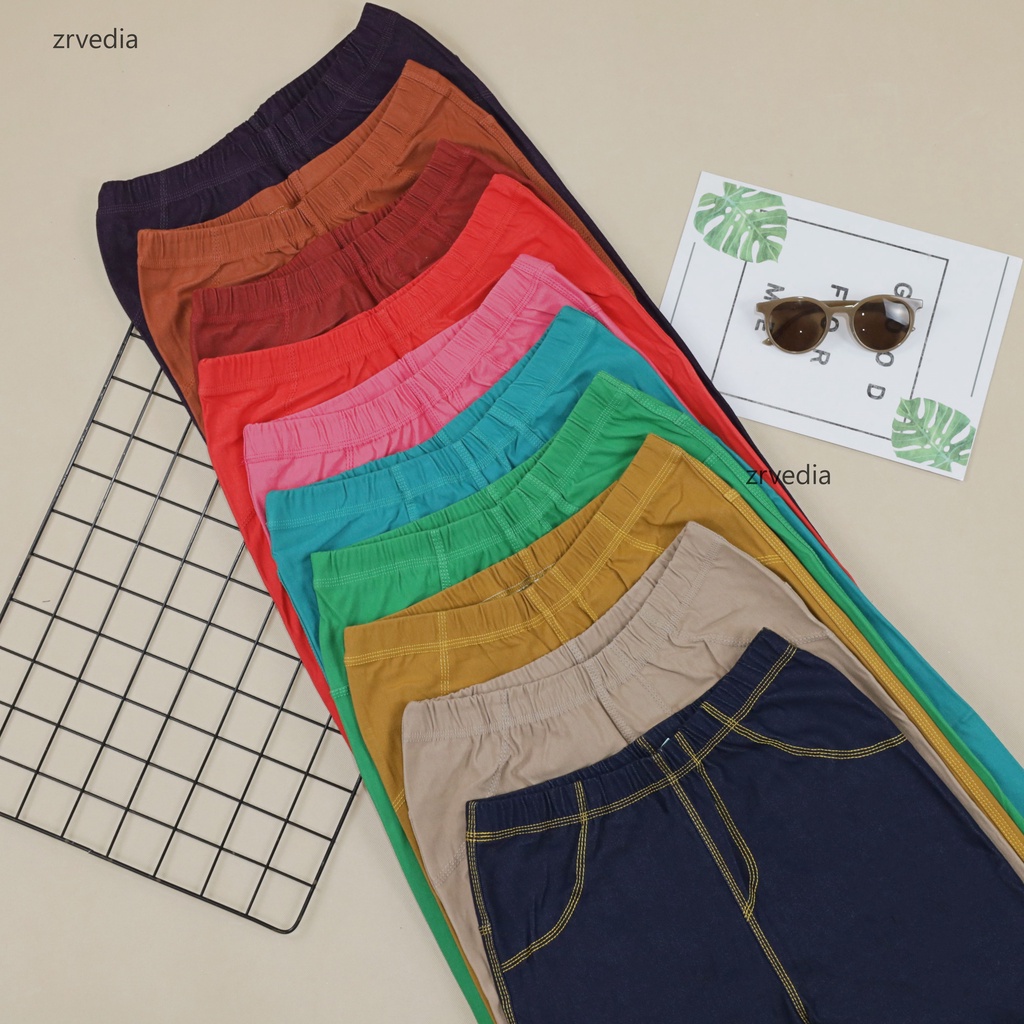(DEWASA) Jegging JEANS KANTONG fit to XXL / Legging Stretch Ekspor Quality Celana Panjang Wanita Polos