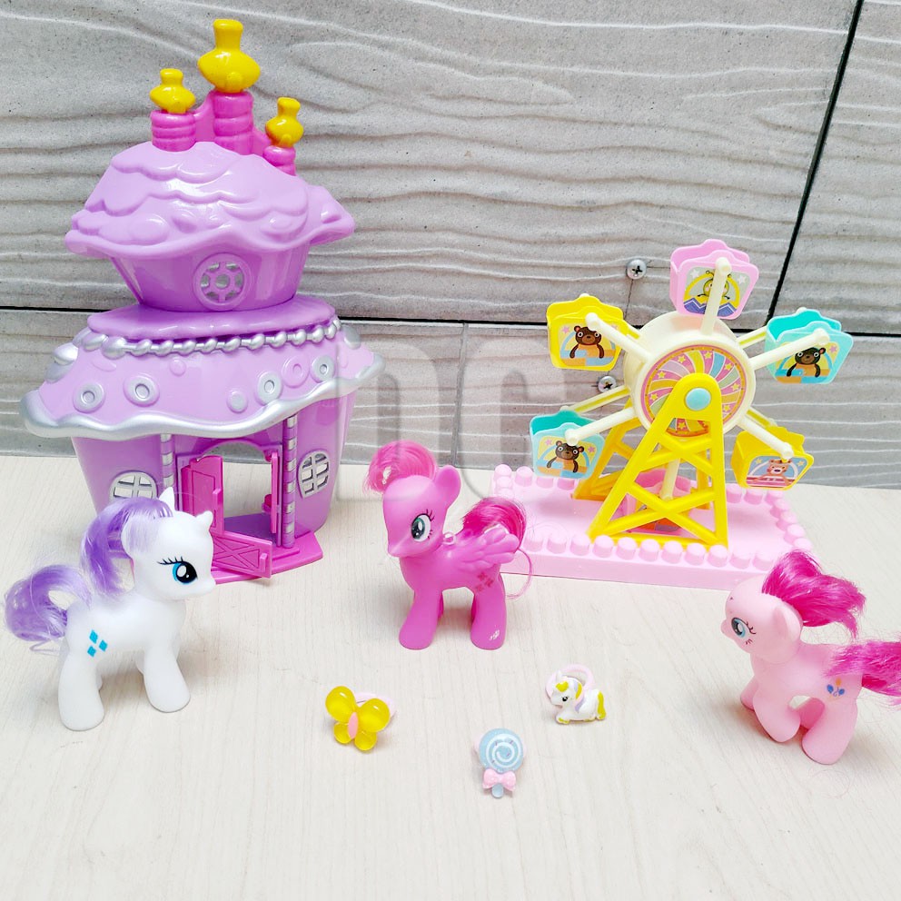 Little Pony Funny Ground 712 Mainan Taman Bermain Bianglala Rumah Cincin Permen Little Pony Kupu