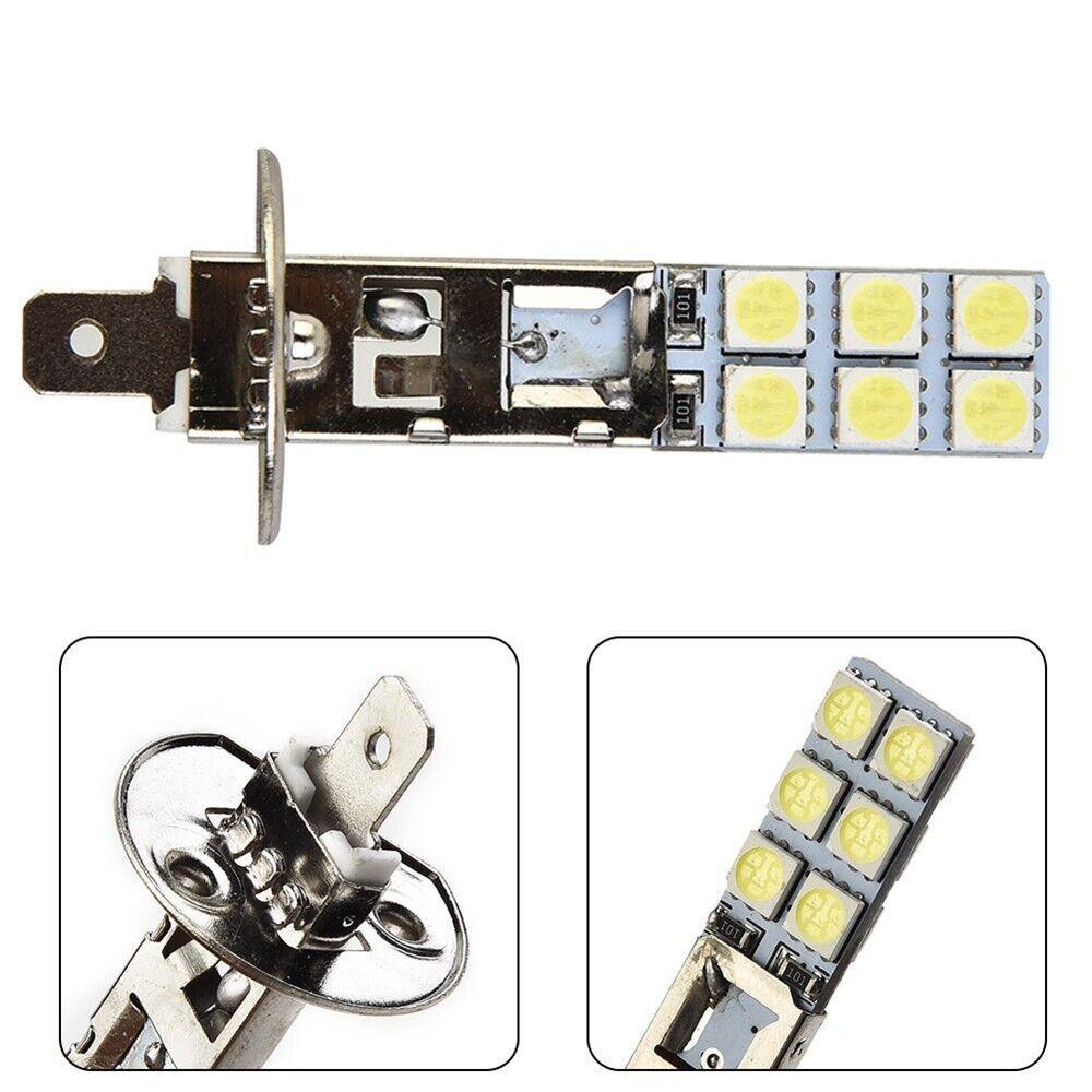 Populer 2Pcs/Set Lampu Kabut Mobil 12SMD-5050 6000K Super Putih H1 Super Terang Hi/Low Kit Beam DRL