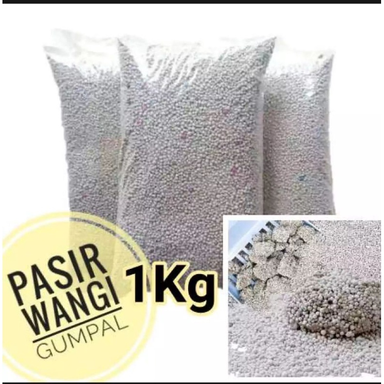 Pasir kucing wangi repak 1 kg/pasir wangi gumpal