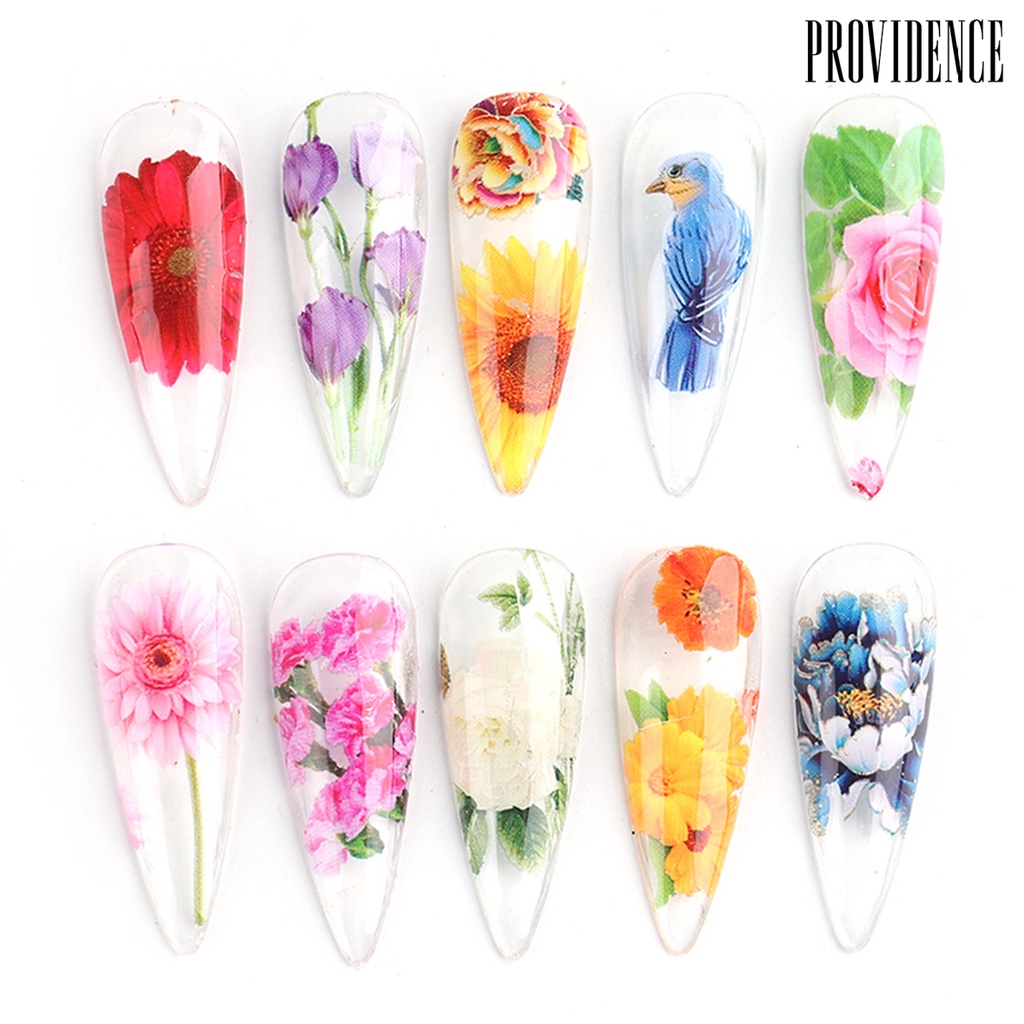 Providence 10Pcs Women Long Lasting Shiny Flowers Manicure Decor Starry Sky Transfer Nail Art Sticker for Daily Life