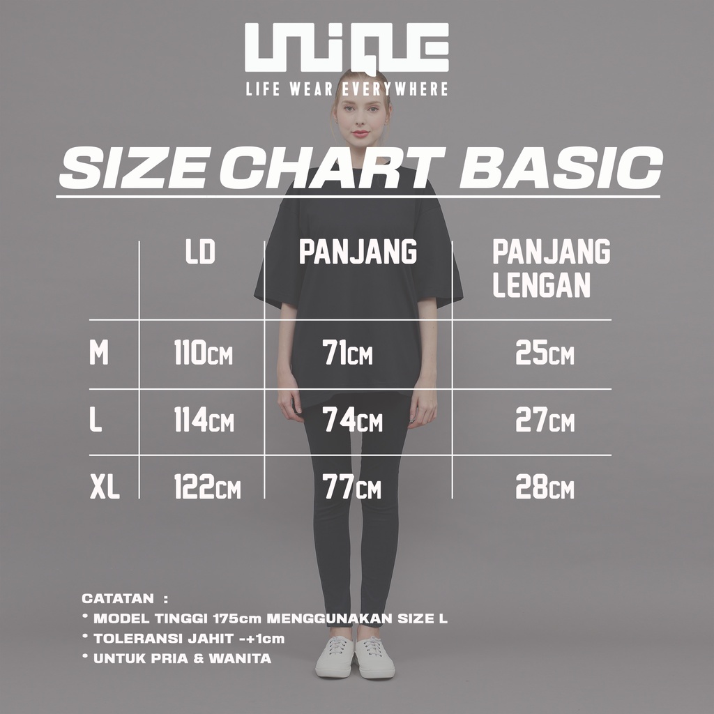 UNIQUE - (Basic Series) Kaos Polos Oversize Basic Cotton Combed 24s Pria &amp; Wanita Tshirt Oversized Korea Hypbeast Bigsize Crop