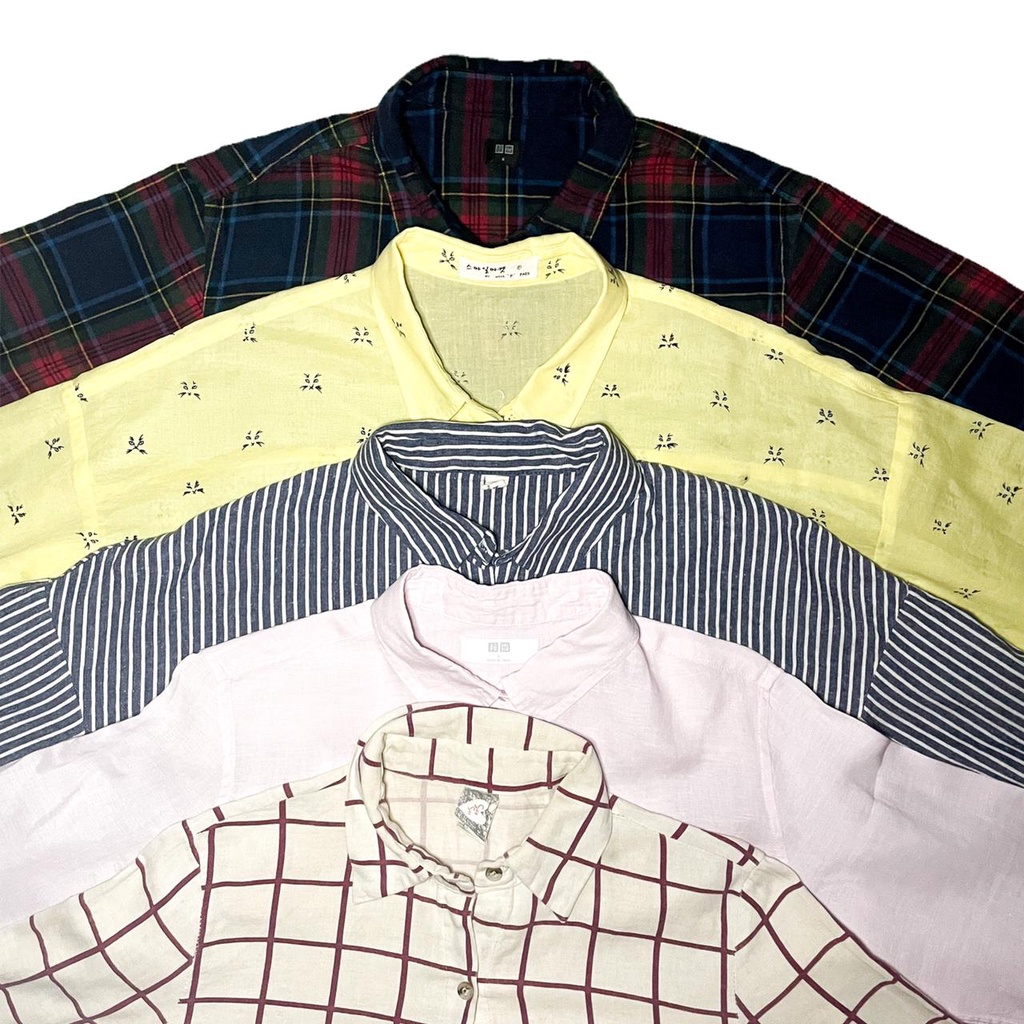 Preloved Kemeja Baju Flanel, Atasan Branded UNIQLO Wanita