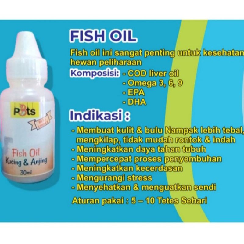 (p3ts fish oil) 30 mlvitamin kucing dan anjing - p3ts fish oil minyak ikan