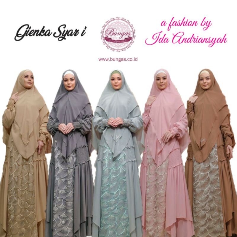 Gamis Gienka Syar'i Original Bungas By Ida Andriansyah