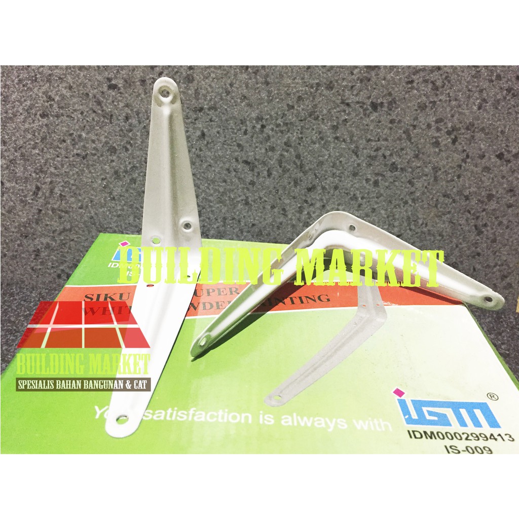 SIKU RAK BESI SIKU L RAK DINDING IGM PUTIH 8 INCH (20 CM) X 10 INCH (25 CM) @1 PASANG