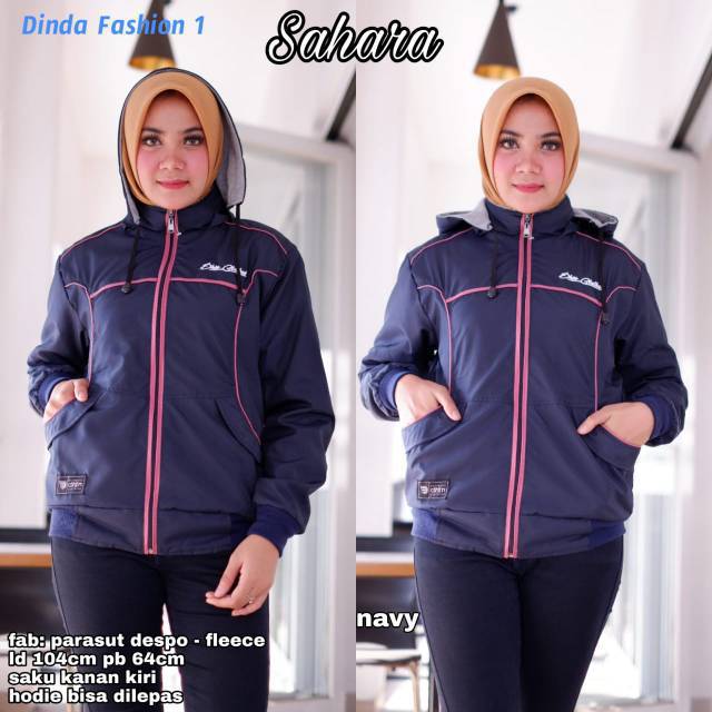 SAHARA JAKET WANITA KEKINIAN SAHARA HOODIE BISA DI LEPAS TEBAL ADEM HIGHT QUALITY