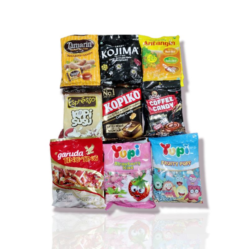

permen TAMARIN/KOJIMA/ANTANGIN/ESPRESSO/KOPIKO/COFFE CANDY/TING TING GARUDA/YUPI bungkus