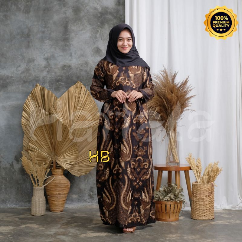 Batikid - Gamis Batik Katun Maxi Busui - Manuk Hitam