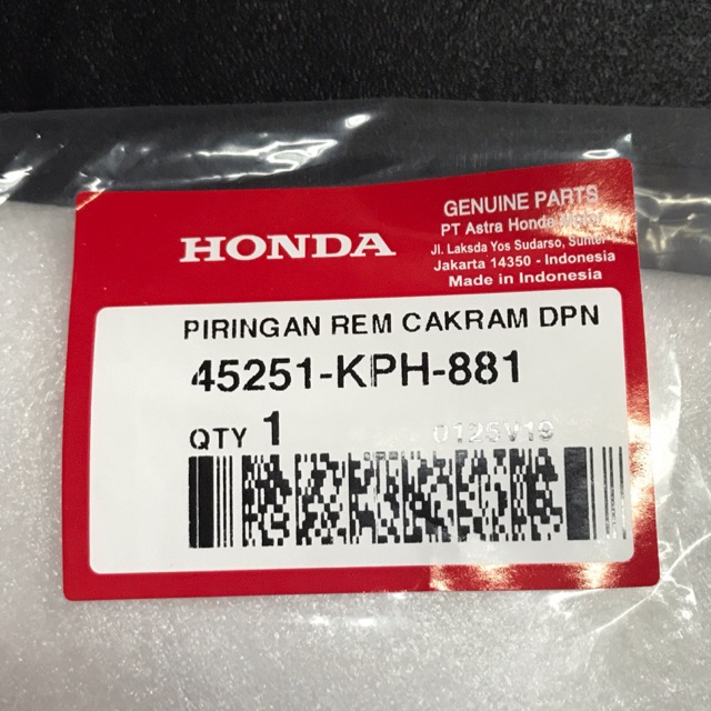 Piringan rem Cakram depan Honda Kharisma Supra X125 45251 KPH 881 ori