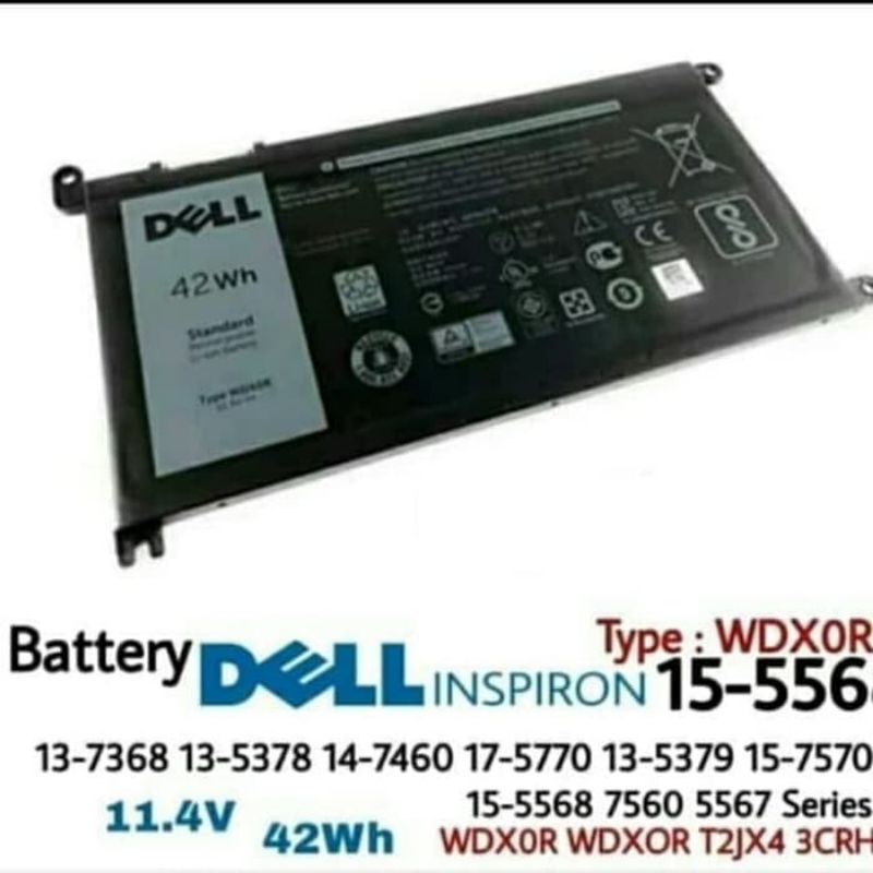 Baterai Dell Original Laptop Dell Inspirion13568/WDXOR