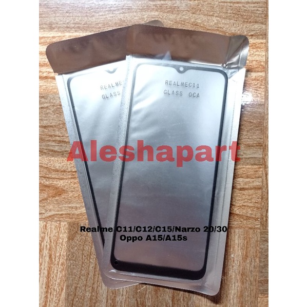 Kaca LCD / Glass Plus Lem Oca Realme C11 / C12 /C15/ Narzo 20/A15 / A15s