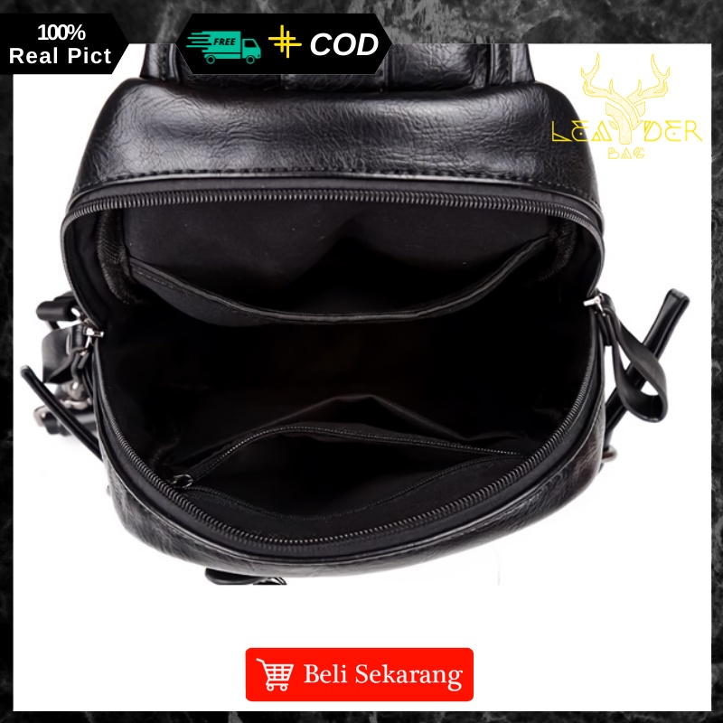 Waist Bag Kulit Pria Original Model Terbaru Warna Hitam Atau Tas Selempang Kulit Cowok Distro Import