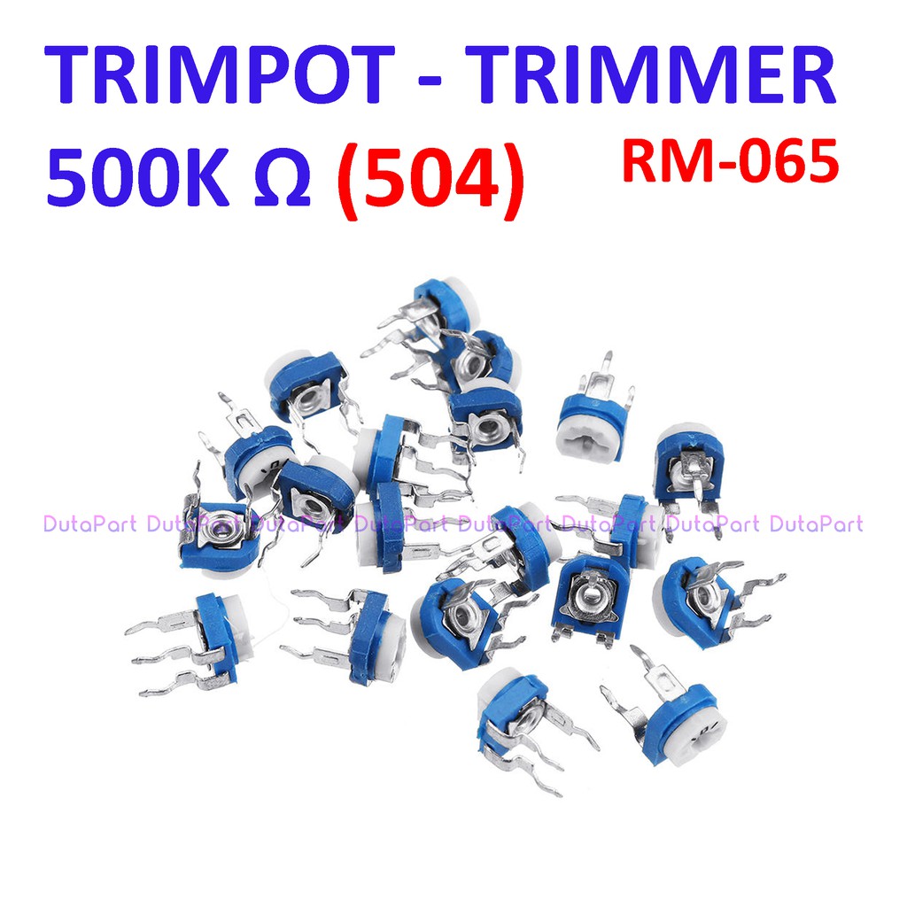 500K Ohm 504 Trimpot Trimmer RM-065 RM065 VR Variable Resistor Putih Biru Potensiometer