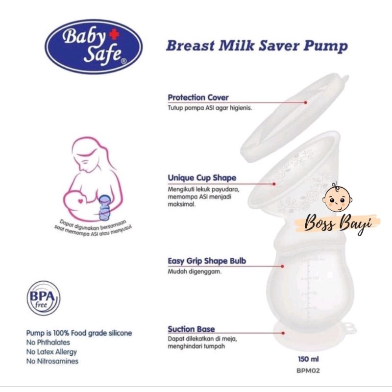 BABY SAFE - Breastmilk Saver Pump 150ml BPM02 / Penampung Tetesan Asi/ Pompa Asi Manual