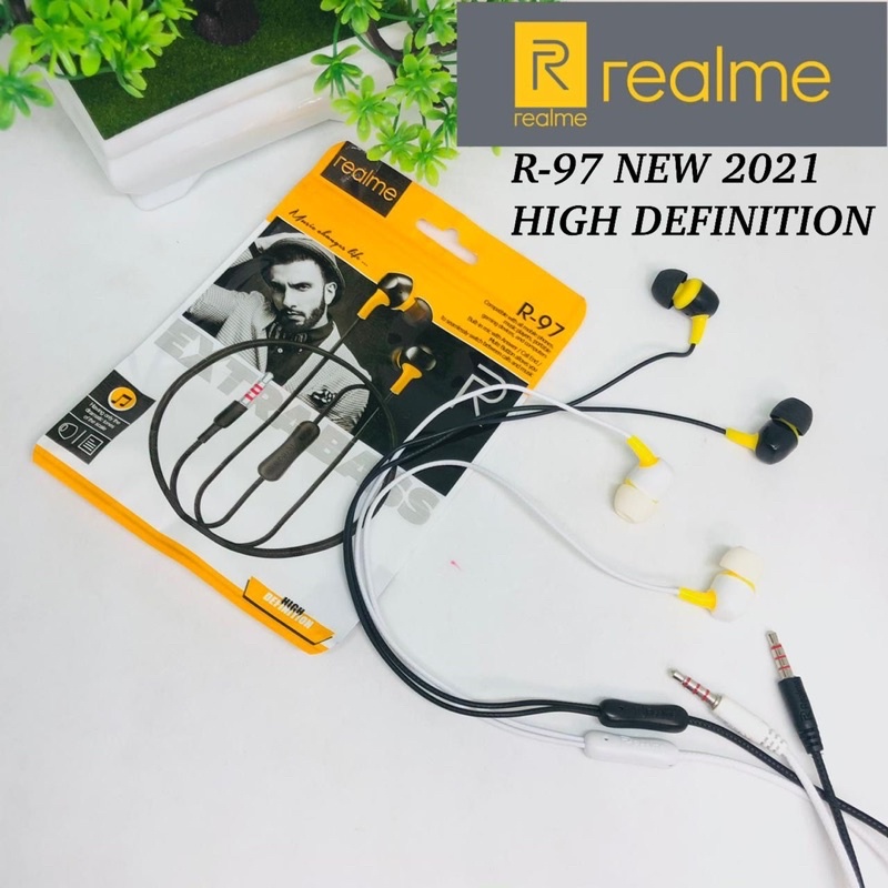 HANDSFREE HEADSET REALME R97 NEW 2021 MUSIC EARPHONE SUARA SUPER BASS PROMO SEN
