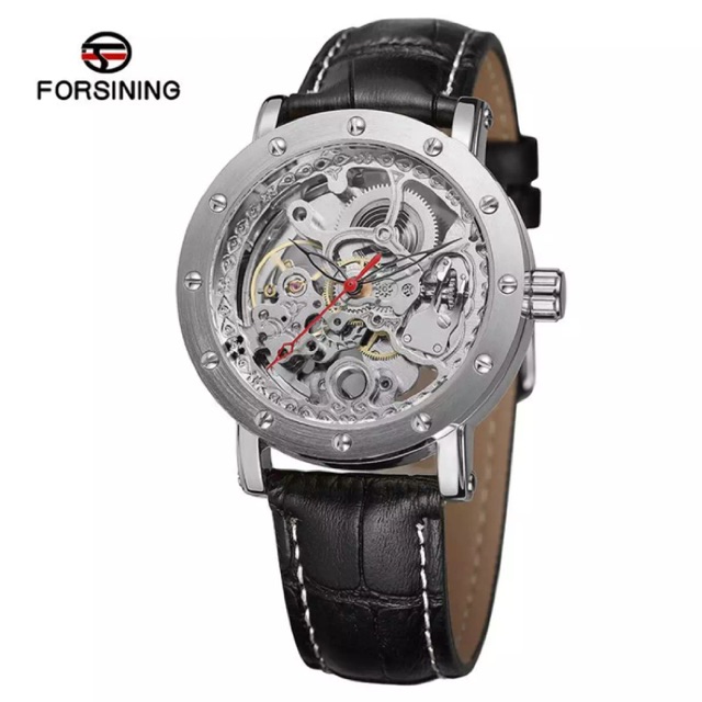 Jam Tangan Mekanik Automatic Forsining Retro Klasik Silver Black