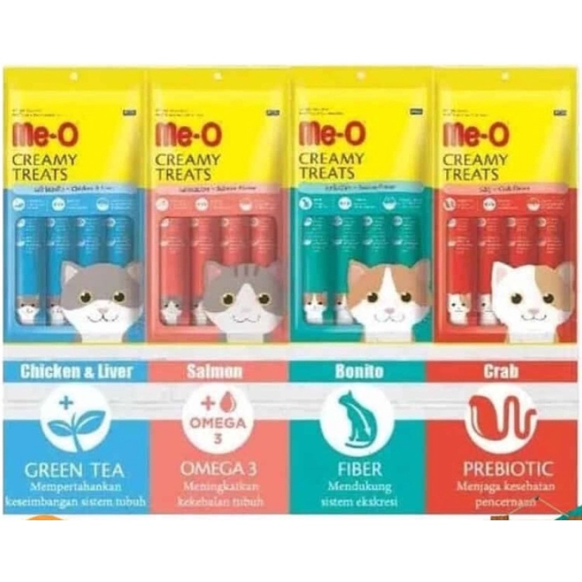 Me-O Creamy Treats Snack Kucing 1 PACK (4x15gr) / MEO Makanan Kucing