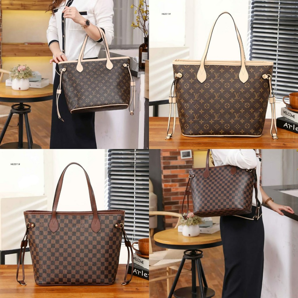 LV Neverfull MM Zipper Tote Bag H62011#