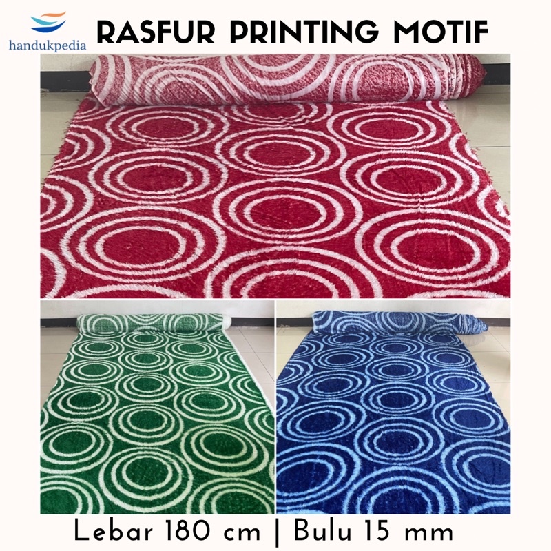 KAIN BULU / RASFUR PRINTING MOTIF LINGKARAN LEBAR 180 CM, BULU 15 MM
