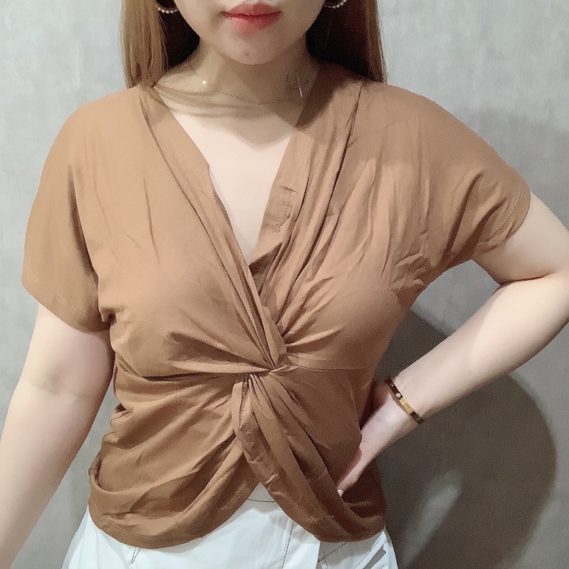 Front Twist Blouse | Baju Kaos Bigsize Wanita | Maimon Grosir