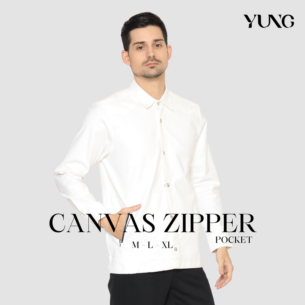Kemeja Luaran Yung Canvas Zipper