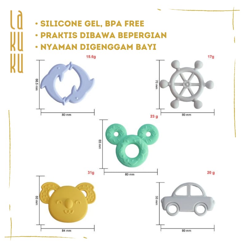 Lakuku - Teether Sillicone Gum Simple Karakter Bertekstur Ringan