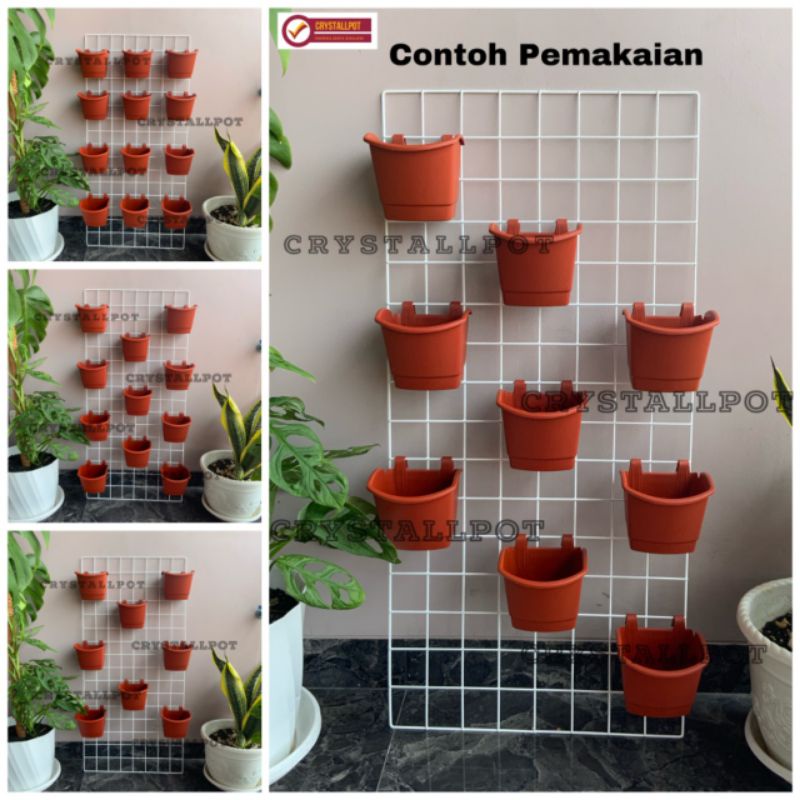 ram besi putih pot bunga gantung gantungan pot argo - RAM BESI 45CM X 95CM