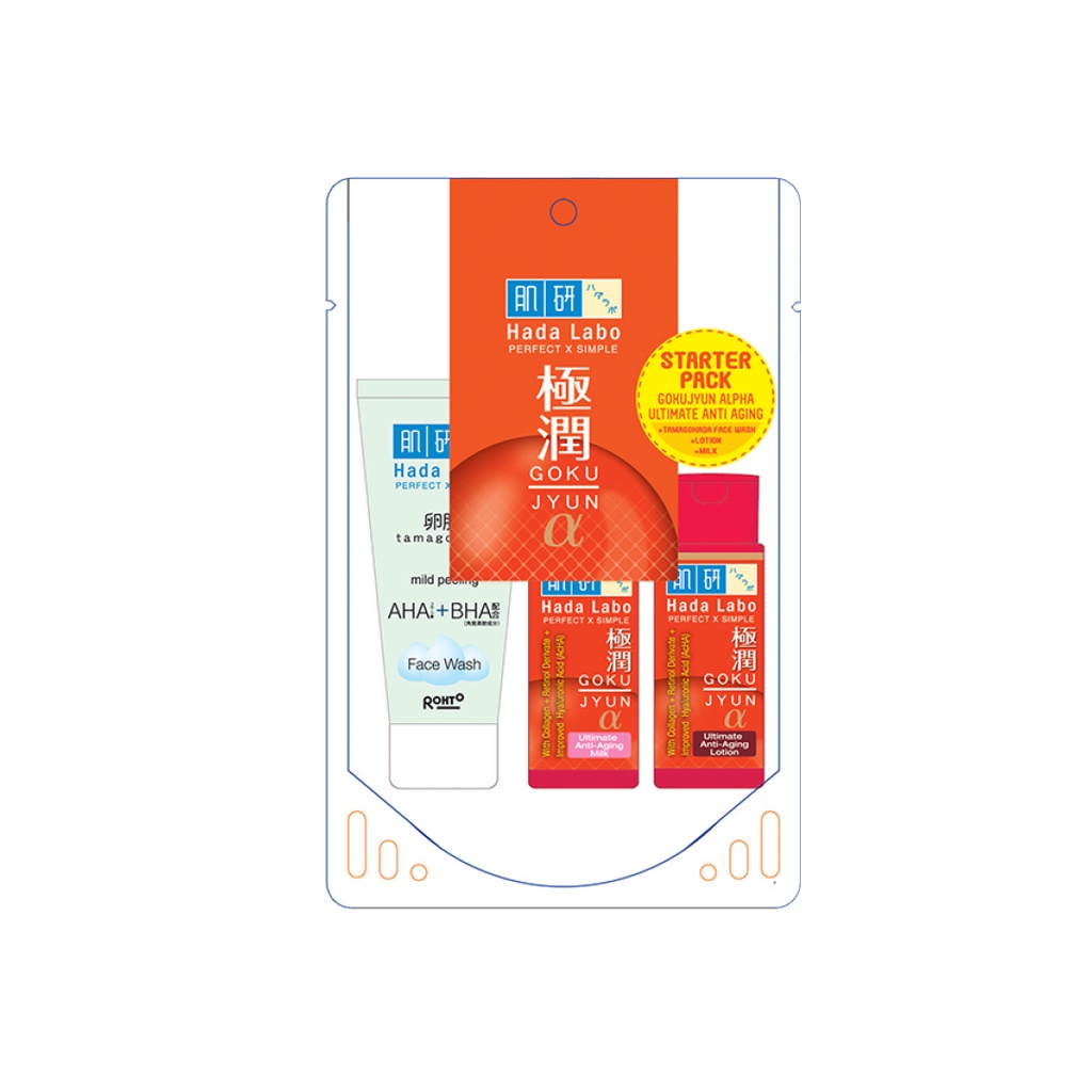 Hada Labo Gokujyun Alpha Ultimate Anti Aging Milk /lotion/toner/Starter pack/Alfa Premium