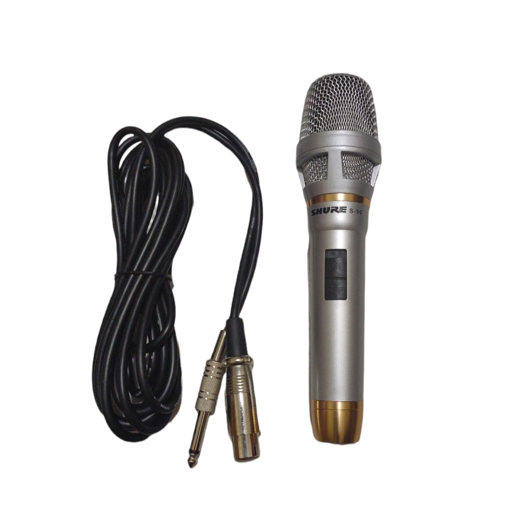 MIC KABEL SHURE S-90 NEW SILVER KARAOKE MICROPHONE MIC MURAH BERKUALITAS