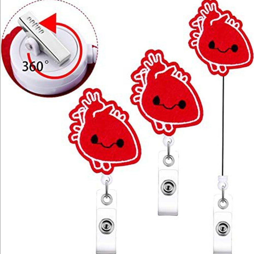 R-flower Reel Clip Kawaii Exhibiton Heart Pattern Tag Kartu Nama