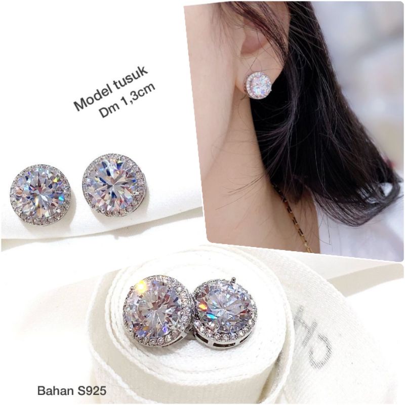 Anting Silver925 Perak mata kilau Premium Anti Karat anti alergi Anting import 188