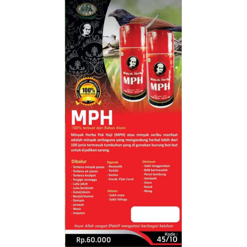Minyak herbal MPH pak Haji