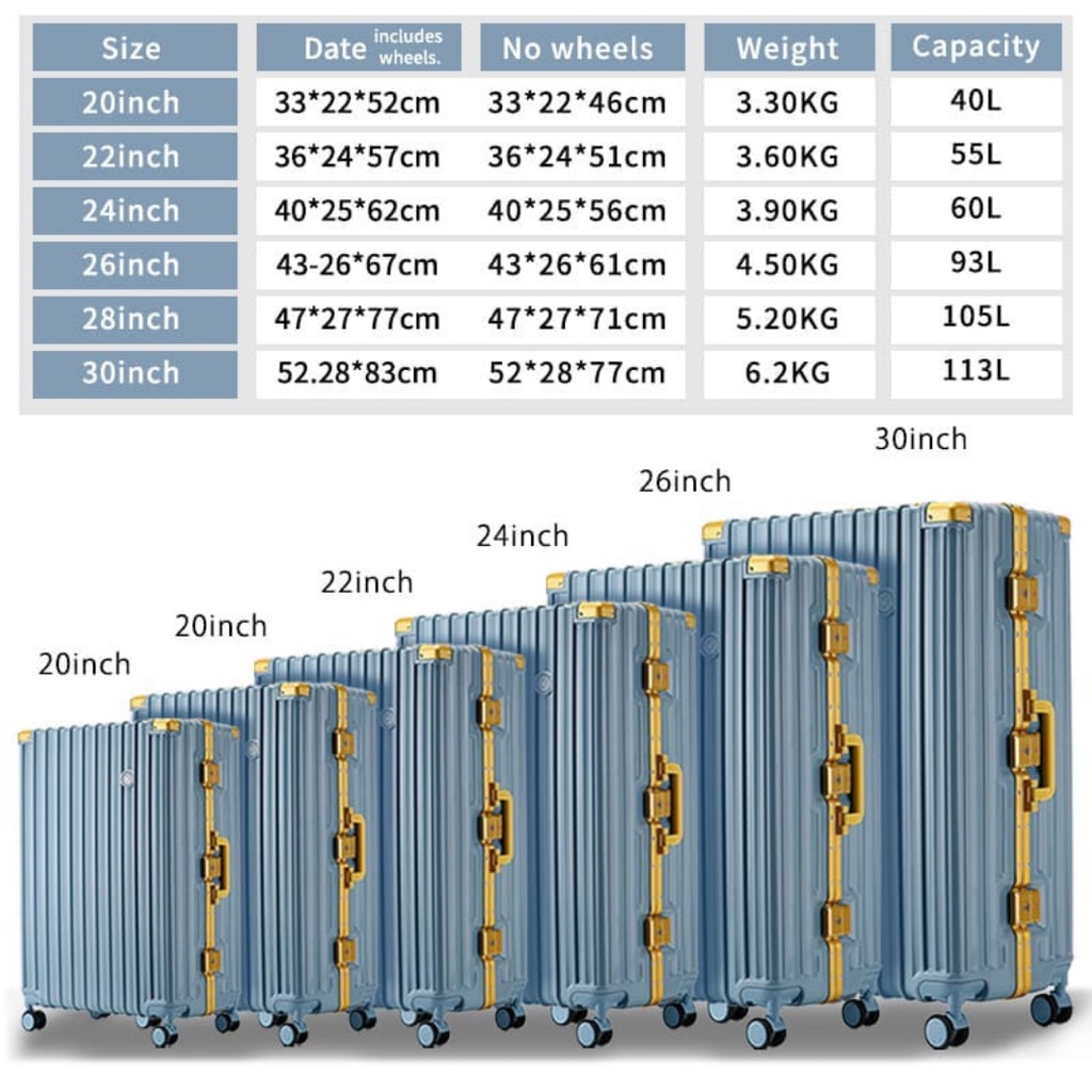 Koper 20/24 inch / Koper Premium / Koper Estetik / Koper Cabin / Koper Import / TSA Lock / Aluminum Frame / Koper Valencia Series / Koper Bagasi Suitcase Luggage