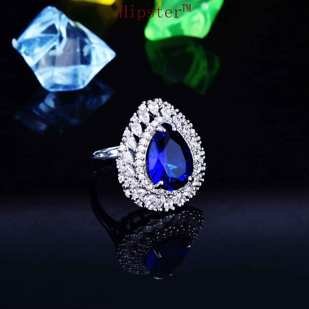 Exquisite Set Natural Sapphire Pendant Open Ring Earrings