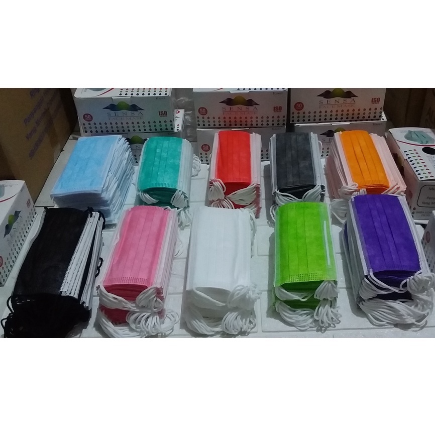 Masker polos warna earloop 2ply dan 3ply