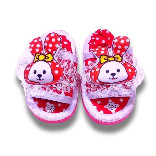 Sandal Selop Bayi Motif Polkadot Boneka Terbaru Lucu High Qualitty