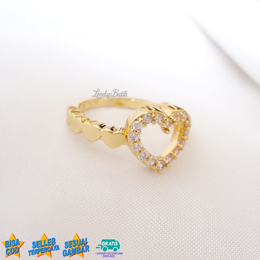 Cincin Xuping Anti Karat F3licia Cincin Wanita Remaja Terbaru Model Permata Love Lovelybutik