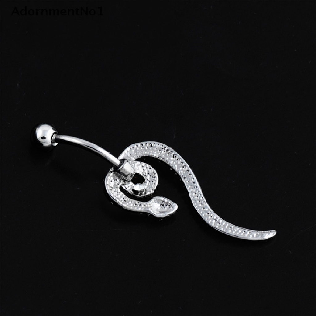 (AdornmentNo1) Anting Tindik Perut / Pusar Model Ular Warna Silver Untuk Wanita