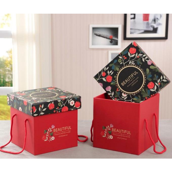 

[COD] Kantong Kotak Kado Tali / Box Souvenir Premium Tutup Cover Motif Bunga [COD]