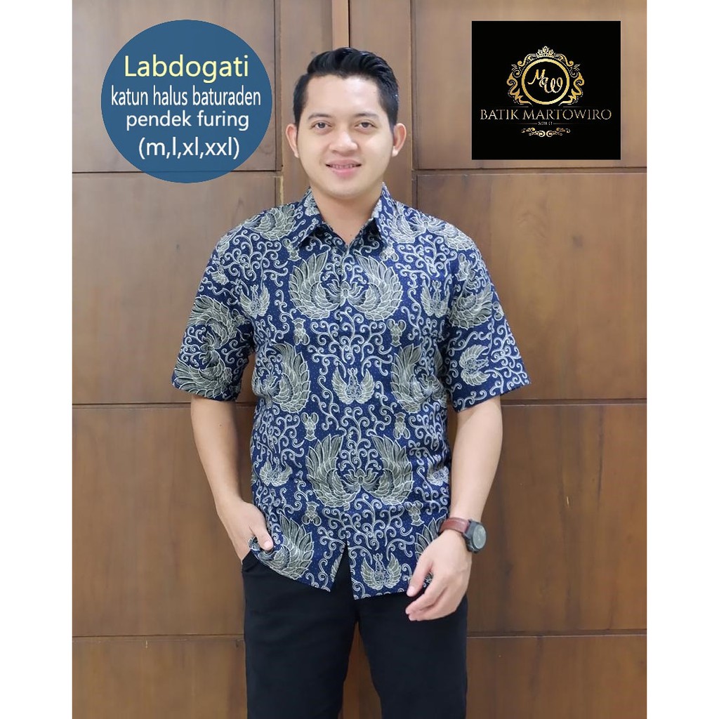 LABDOGATI Kemeja Batik Pria Lengan Pendek Katun Halus Martowiro FULL FURING