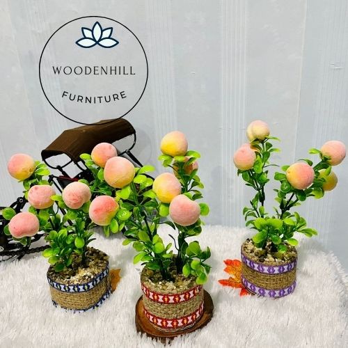 Furniture rangkaian bunga buah leci artifisial bunga plastik set pot goni klasik dan unik